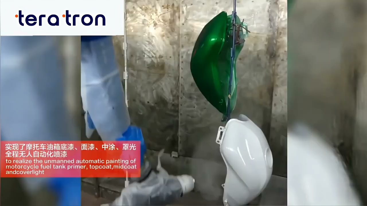 TeraTron Robots in the motorcycle fuel tank painting line